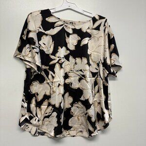 women's xl ANNE KLEIN Black Floral Blouse